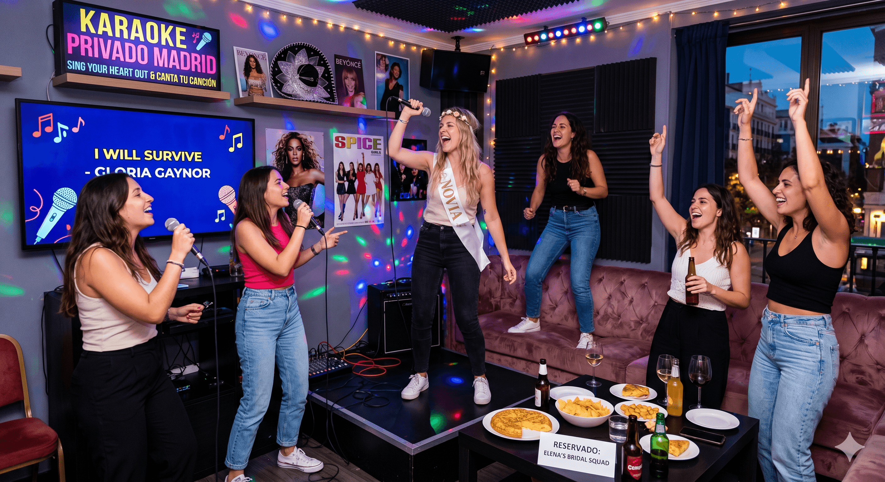 Karaoke privado para despedida de soltera en Madrid: sala exclusiva con micrófonos y la playlist perfecta, diversión garantizada