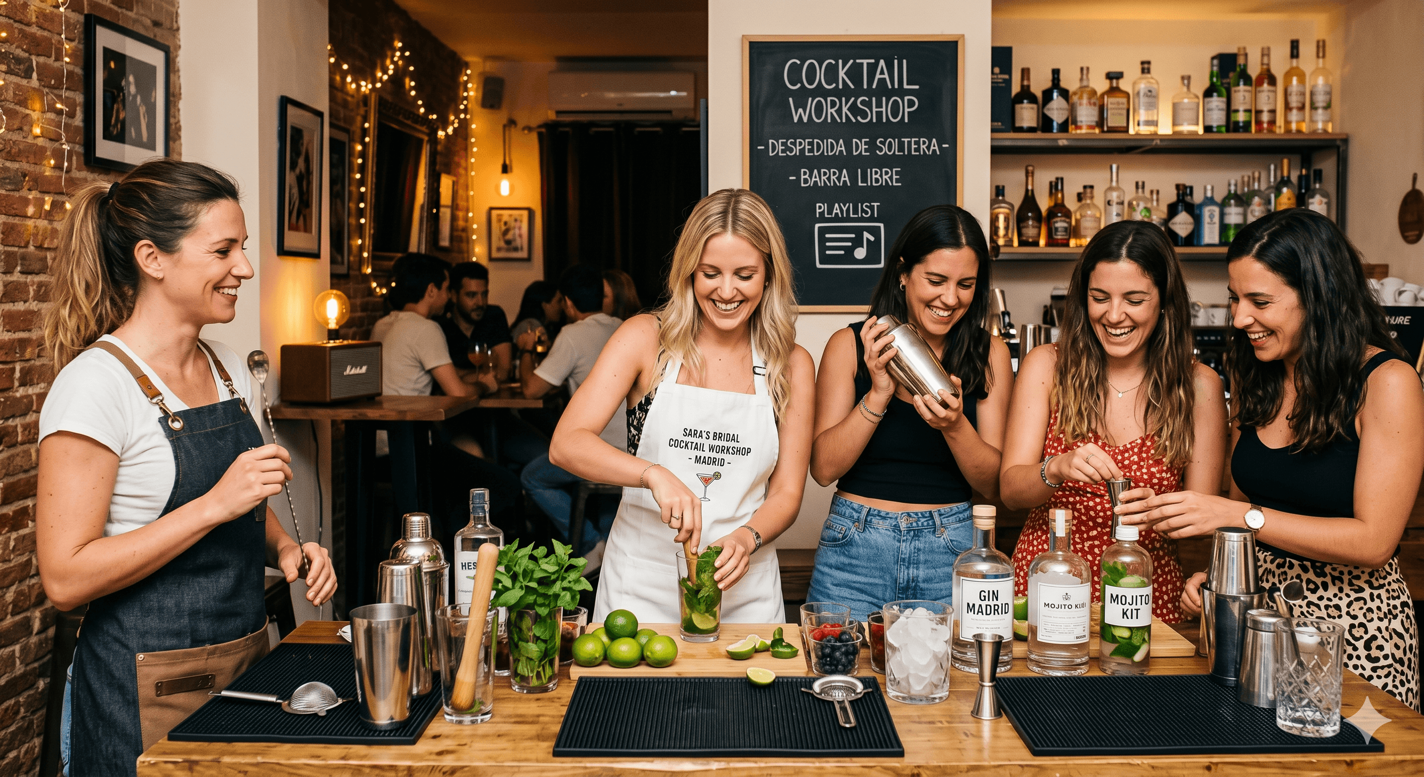 Taller de coctelería privado para despedida de soltera en Madrid: aprende a preparar cócteles y brinda con las amigas