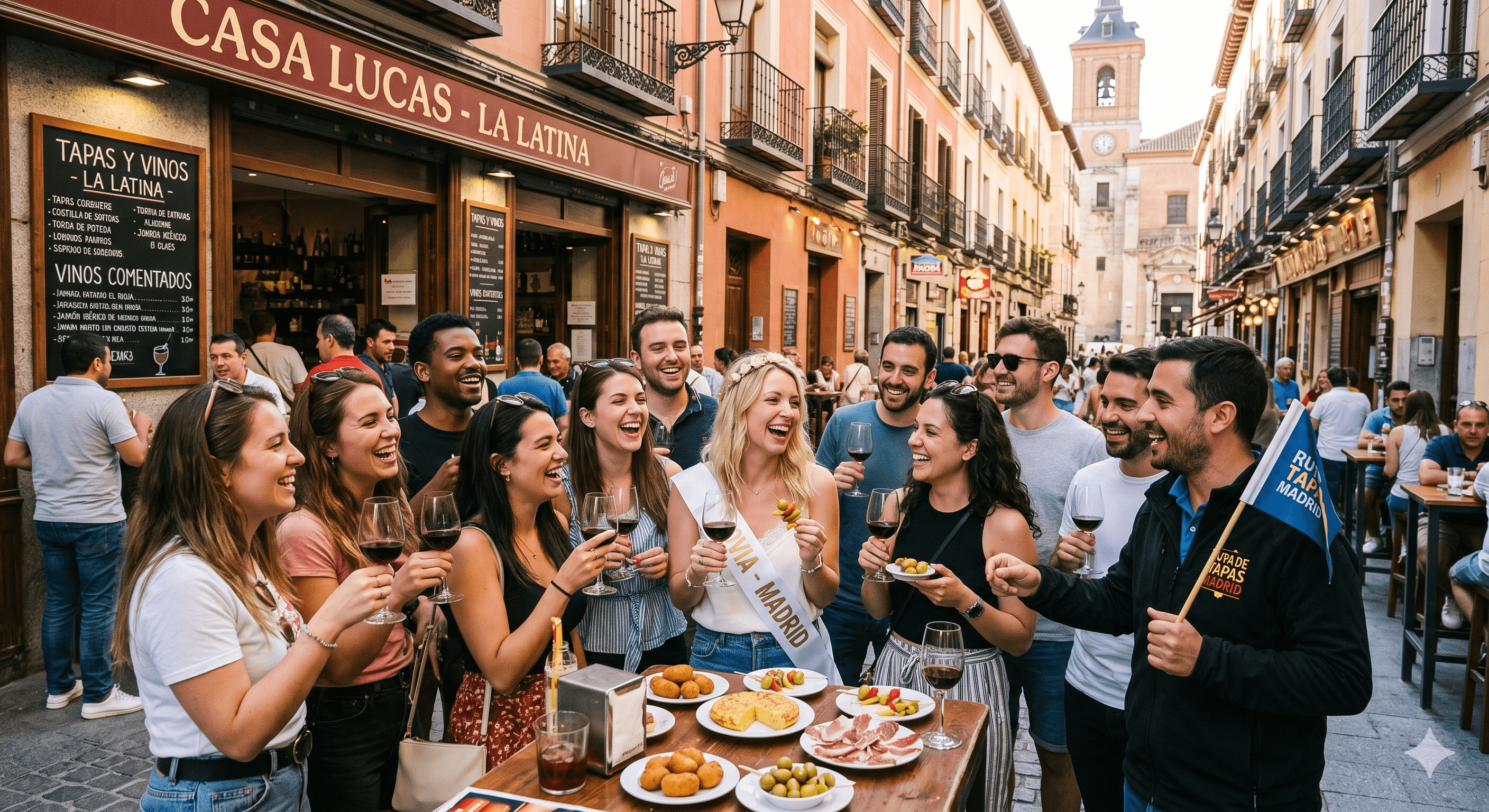 Ruta de tapas y vinos para despedida de soltera en Madrid: recorrido por La Latina, Malasaña o Lavapiés con maridajes y ambiente castizo