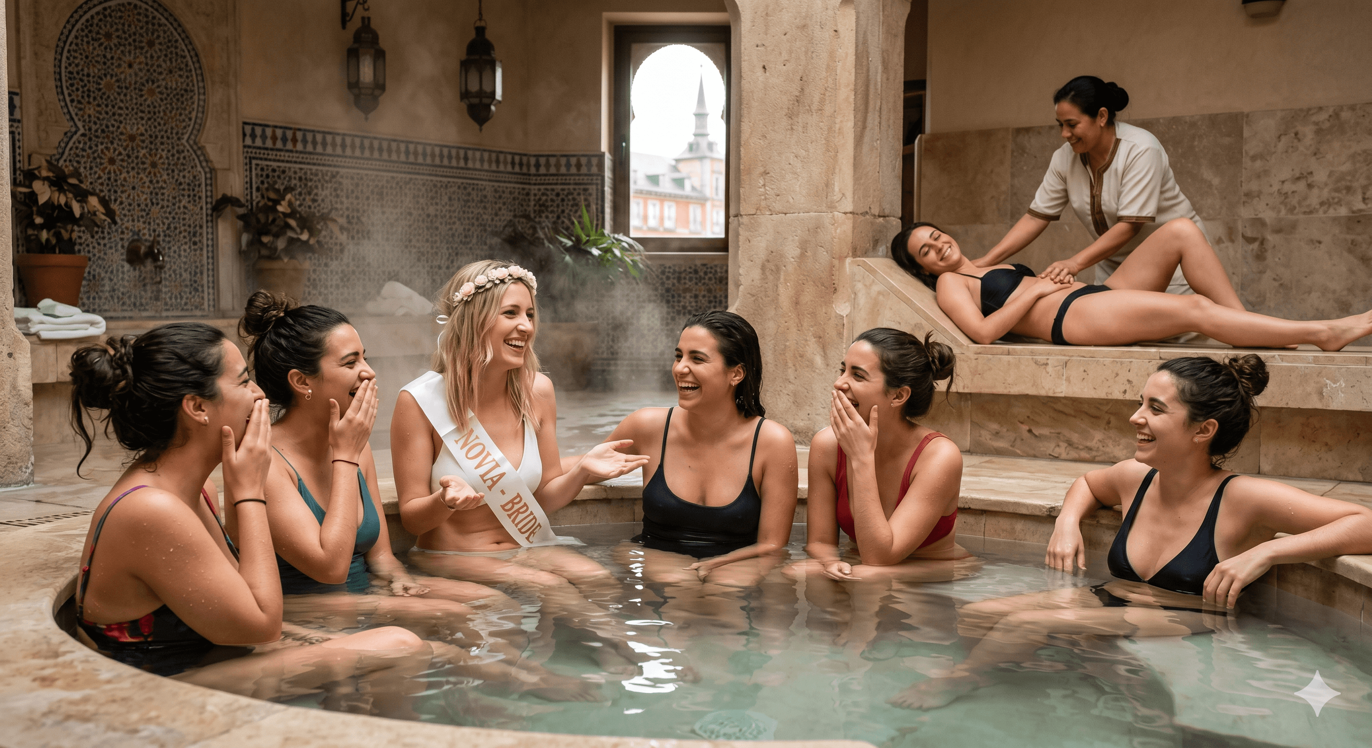Spa y baños árabes en Madrid para despedida de soltera: relax y bienestar antes de la fiesta, ideal para grupos pequeños