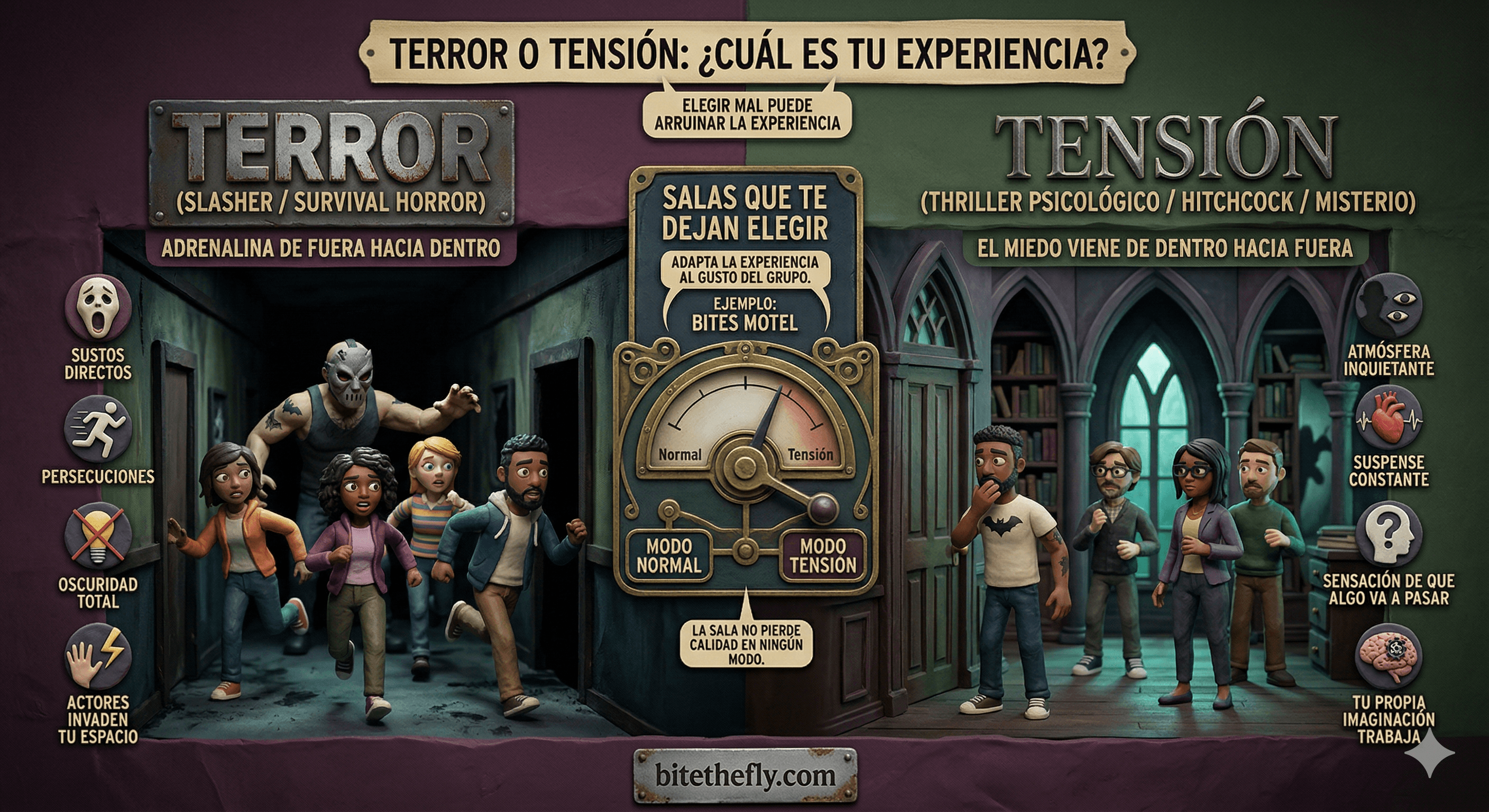 Terror vs tensión en escape rooms: elige el nivel de miedo que mejor se adapta a tu grupo