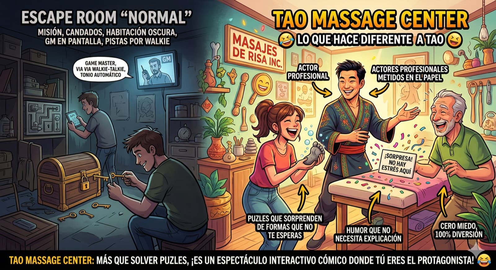 Lo que hace diferente a TAO de un escape room normal: actores profesionales, humor en el ADN y puzles sorprendentes