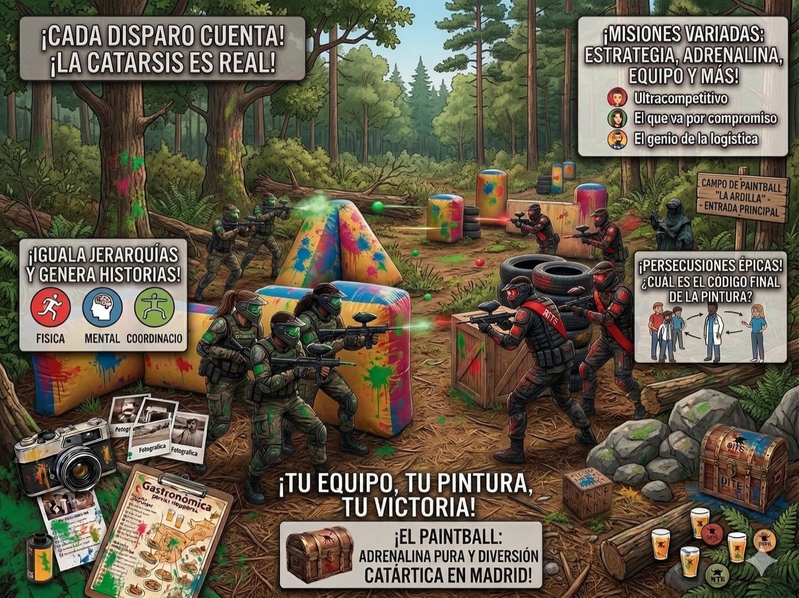 Paintball para grupos grandes en Madrid: adrenalina pura y competitividad sana