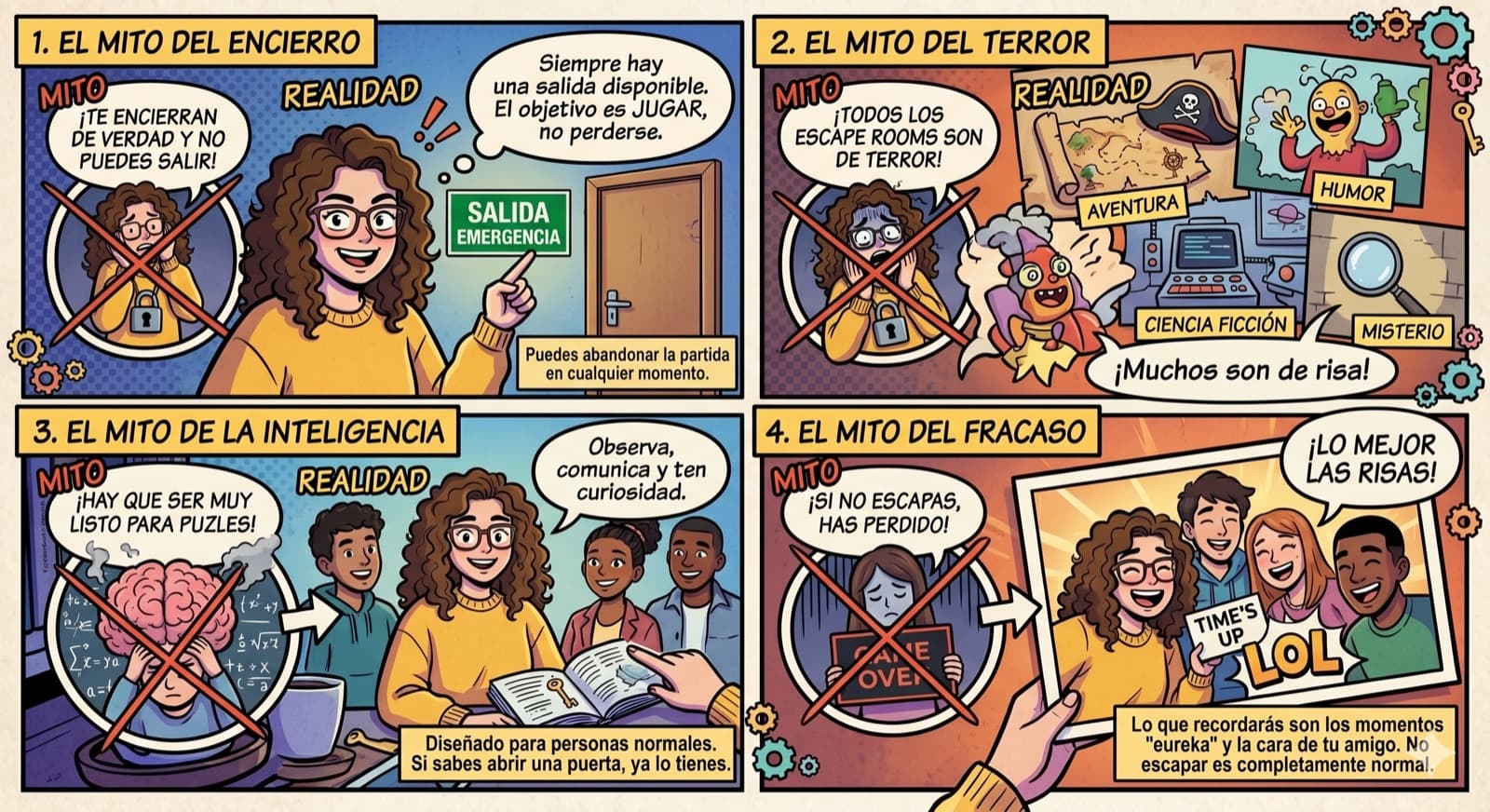 Mitos vs realidad sobre los escape rooms: no te encierran de verdad y no hace falta ser un genio